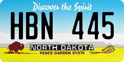 ND license plate HBN445
