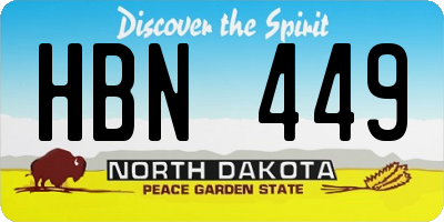 ND license plate HBN449