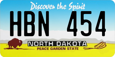 ND license plate HBN454