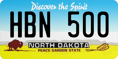 ND license plate HBN500