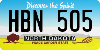 ND license plate HBN505