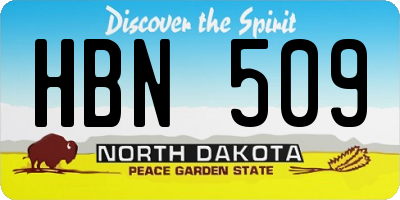 ND license plate HBN509