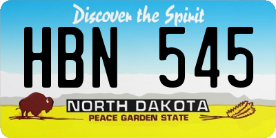 ND license plate HBN545