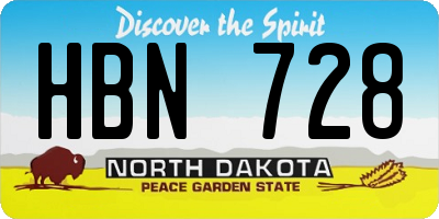 ND license plate HBN728