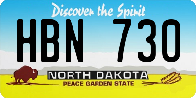 ND license plate HBN730