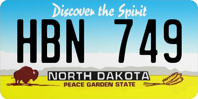 ND license plate HBN749