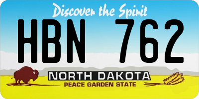 ND license plate HBN762