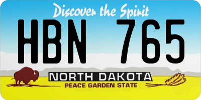 ND license plate HBN765