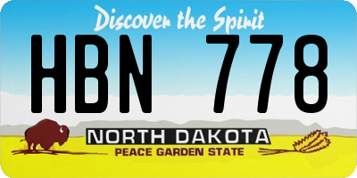ND license plate HBN778