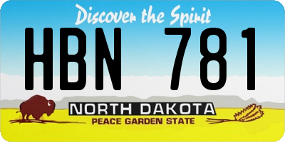 ND license plate HBN781