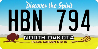 ND license plate HBN794