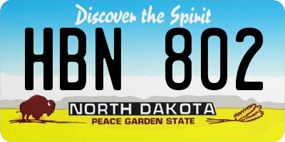 ND license plate HBN802