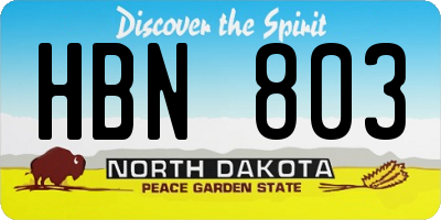 ND license plate HBN803
