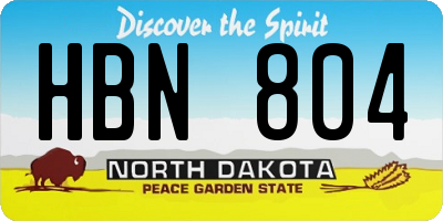 ND license plate HBN804