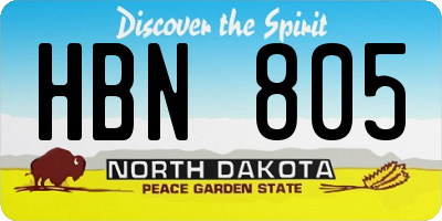 ND license plate HBN805