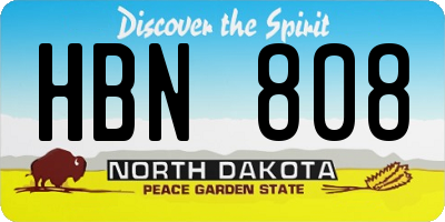 ND license plate HBN808