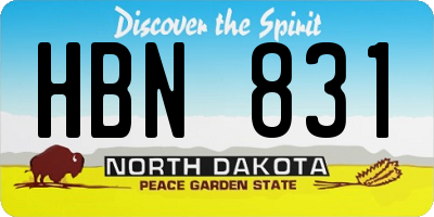 ND license plate HBN831