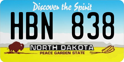 ND license plate HBN838