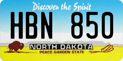 ND license plate HBN850