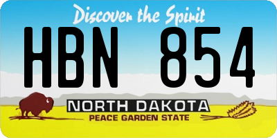 ND license plate HBN854