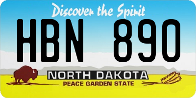 ND license plate HBN890