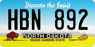 ND license plate HBN892