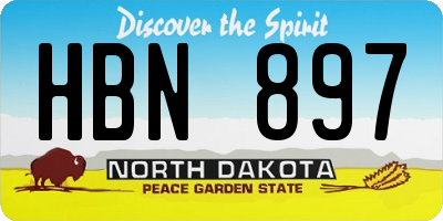ND license plate HBN897