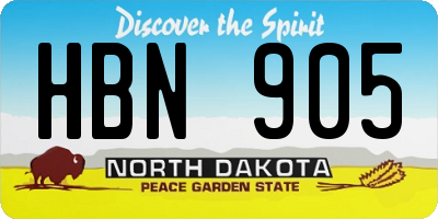 ND license plate HBN905