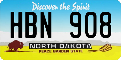 ND license plate HBN908