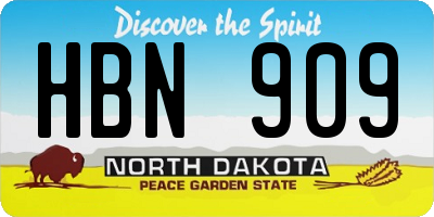 ND license plate HBN909