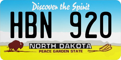 ND license plate HBN920
