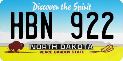 ND license plate HBN922