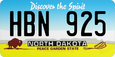 ND license plate HBN925