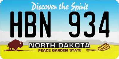 ND license plate HBN934