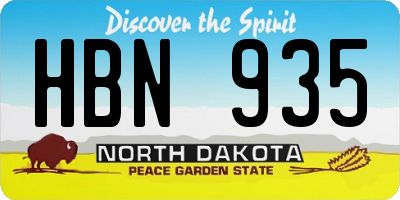 ND license plate HBN935