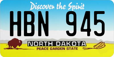 ND license plate HBN945