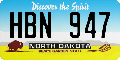 ND license plate HBN947