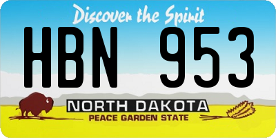 ND license plate HBN953