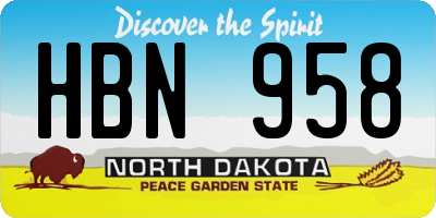 ND license plate HBN958