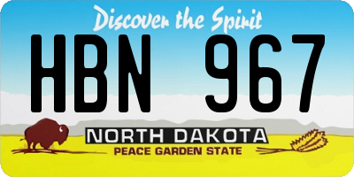 ND license plate HBN967