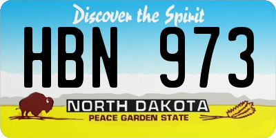 ND license plate HBN973