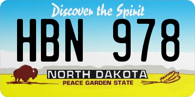 ND license plate HBN978