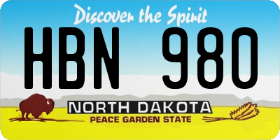 ND license plate HBN980