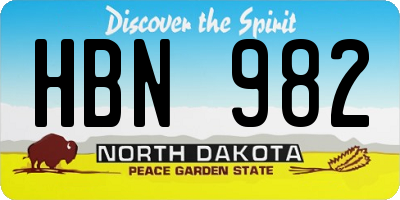 ND license plate HBN982