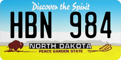 ND license plate HBN984