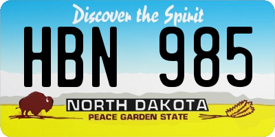 ND license plate HBN985