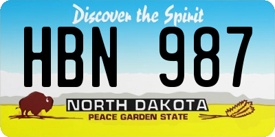 ND license plate HBN987