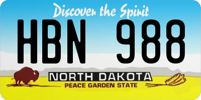 ND license plate HBN988