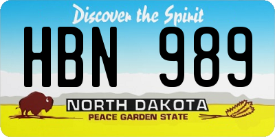 ND license plate HBN989