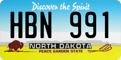 ND license plate HBN991